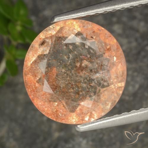 4.06 カラットのオレンジ サンストーン宝石 | ラウンドカット | 11 mm